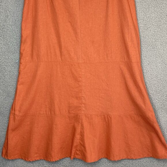 Minimalist Boho Linen Rayon Blend Maxi Skirt Women Sz 12 Orange Tiered Pull On - Picture 12 of 14